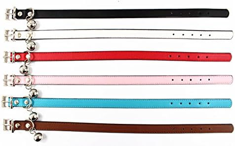 Metal Buckle Pet Collar with Bell for Cats or Puppy Dogs, White/Black/Red/Pink/Blue/Brown (S, White)