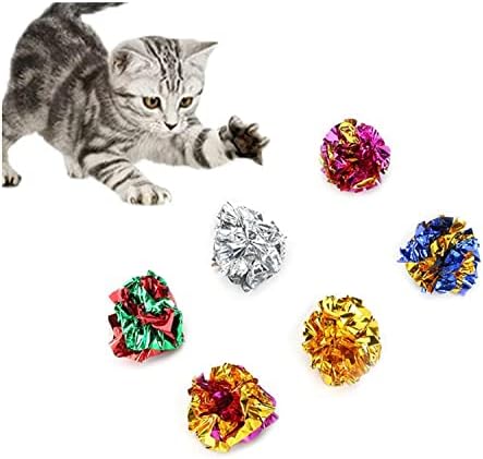 ISMARTEN 12 Packs Crinkle Balls Cat Toys for Indoor Cats, Lightweight Shiny