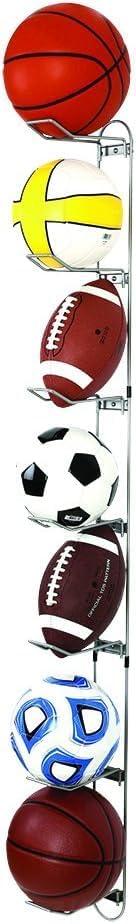 7-Ball John Sterling Sports Rack for Garage, Wall Mounted Ball Storage Organizer with Capacity, Durable Alloy Steel