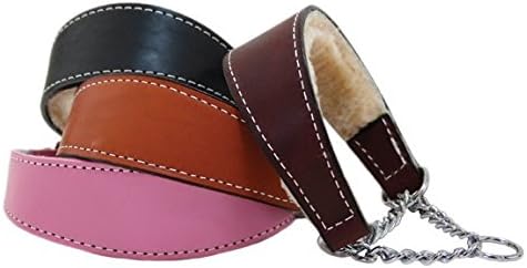 Sheepskin Lined Leather Martingale Dog Collar 1.75in Wide by 14in - Black