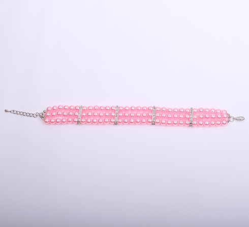 3 Rows Dog Cat Pearls Necklace Collar with Bling Accessories, Pet Puppy Jewelry for Female Dogs Cats Small Medium