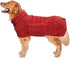 Geyecete Dog Bathrobe Towel Drying Coat - Fast Drying Super Absorbent Pet Bath Robe Towel - Pineapple Grid - Red (L)