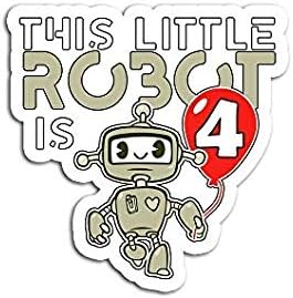 decals Kids Year Old Robot Birthday Science Robotics 4th - Decorative Sticker Graphic