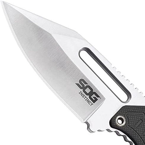 SOG Instinct Small Fixed Blade Knife - EDC Neck Boot Knife, 2.3 Inch Full Tang Blade with Sheath and Clip, Black