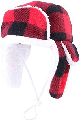 Stock Show Pet Trapper Hat, Classic Plaid Pet Birthday Hat for Dogs, Festive Christmas Holiday Accessory