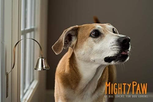 Mighty Paw Metal Dog Doorbell - Durable Big Dog Bell - Includes Potty Training Tips - Sleek Silver Bell