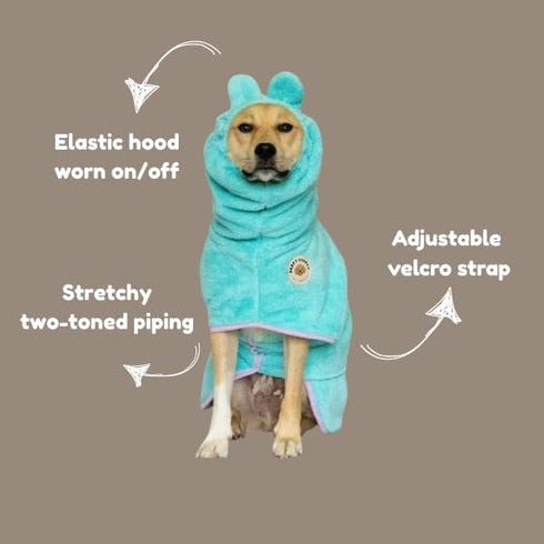 DERPYCHAPPY Premium Dog Towel Robe & Dog Bathrobe for Drying Dogs Made in Korea | Super Absorbent Quick & Adjustable