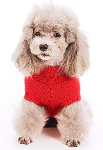 FAMI Dog Clothes Sweater for Small Dogs, Soft Winter Puppy Sweaters, Warm Outfit for XS S Cats (Red, X-Small)