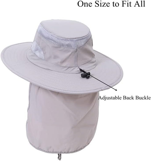 UV 50+ Sun Protection Wide Brim Bucket Hat for Men Women, Outdoor Sport Fishing Hat with Neck Flap