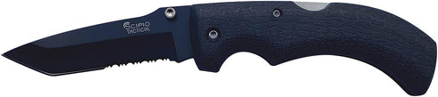 Scipio Folding Pocket Knife, Pocket Clip, Rubber Handle for Men and Women, Black