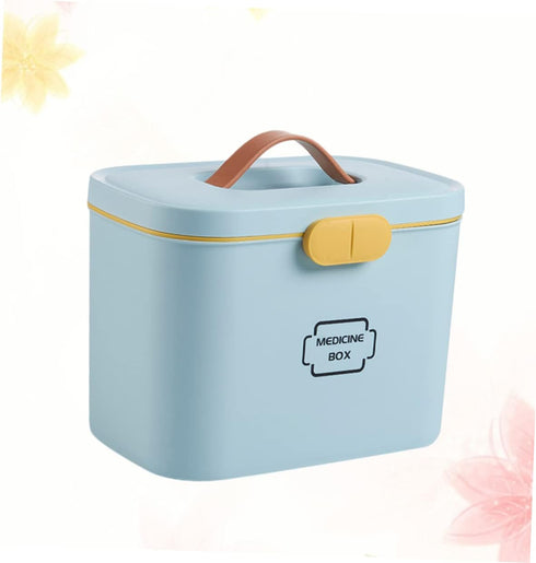 FRCOLOR First Aid Container Box Multi-Functional Medicine Storage Organizer with Compartmentalized Design and Portable