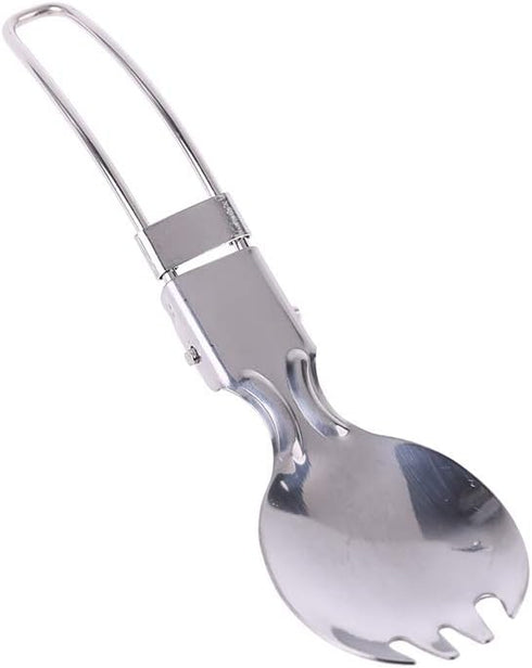 Foldable Stainless Steel Spork, Camping Cook Picnic Fork Spoon, Clear Plastic Forks