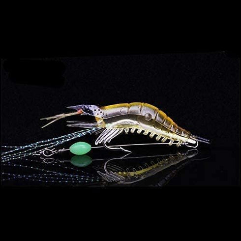 OriGlam 5pcs Soft Luminous Shrimp Lure Set, 5 Colors Bait with Hooks and Beads for Freshwater and Saltwater Fishing
