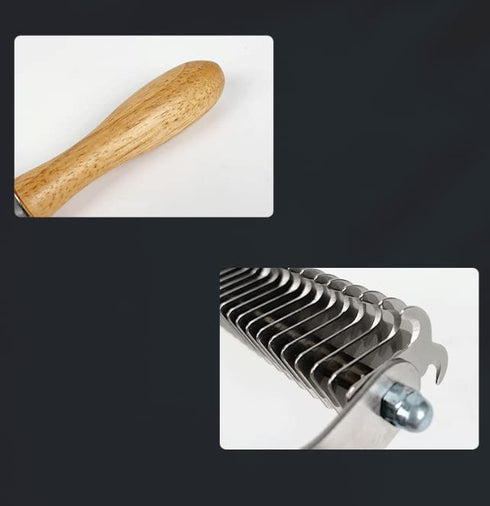 Pet Hair Removal Comb, Solid Wood Metal Brush, Bilateral Grooming Tool for Cats, Large Dogs, Small Dogs, Matting &