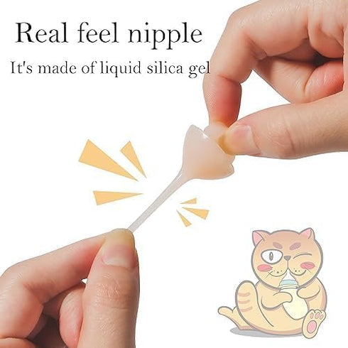 Doggiema Feeding Nipple and Syringes,Puppy Kitten Nipple for Nursing, Newborn Baby Dog Cat Rabbit Feeding Nipple
