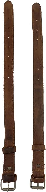 Hide & Drink Set of 2 Rustic Bicycle Ankle Bands - Adjustable Straps with Brass Metal Buckle, Handmade Leather