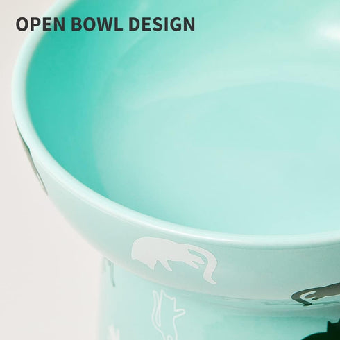 PETKIT Ceramic Raised Cat Bowls, Tilted Elevated Food Water Bowl for Puppy Kitten, Dishwasher Safe