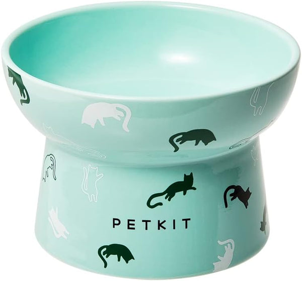 PETKIT Ceramic Raised Cat Bowls, Tilted Elevated Food Water Bowl for Puppy Kitten, Dishwasher Safe