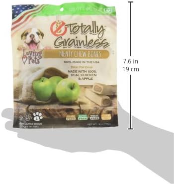 Loving Pets Totally Grainless Chicken and Apple Recipe Meaty Chew Bones for Large Dogs, 6 Oz (1 Pack)