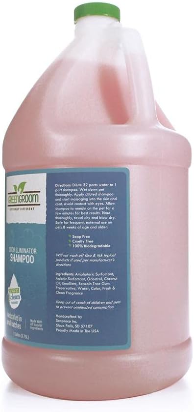 Green Groom Odor Eliminator Dog Shampoo - 1 Gallon, All Natural Ingredients, Powerful Deodorizing Formula