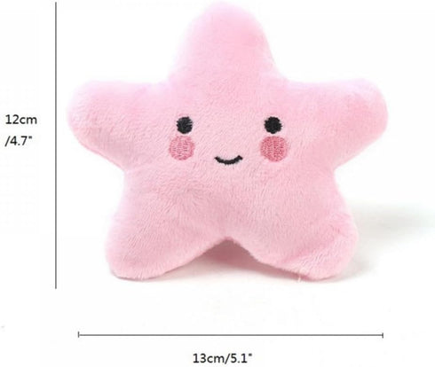 1Pc Yellow Star Plush Dog Toy, Small Medium Puppy Squeaky Bite Playing Starfish Toy