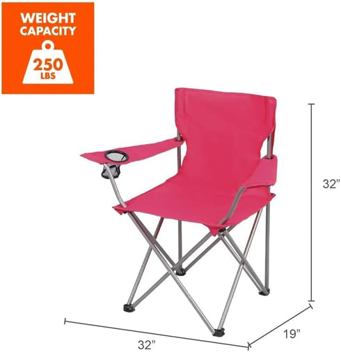 Generic 250 lbs Folding Camp Chair, Quad Fold with Cup Holder Steel Frame Capacity for Camping, Tailgating, Outdoor