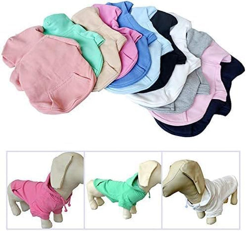 Lovelonglong Blank Basic Hoodie Sweatshirt for Dogs - 100% Cotton, Fits Small Medium Dachshund, Large Dog, Gray D-L