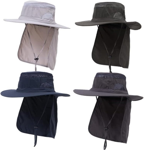 UV 50+ Sun Protection Hat for Men & Women, Wide Brim Bucket Hat for Outdoor Sports, Fishing Hat with Neck Flap
