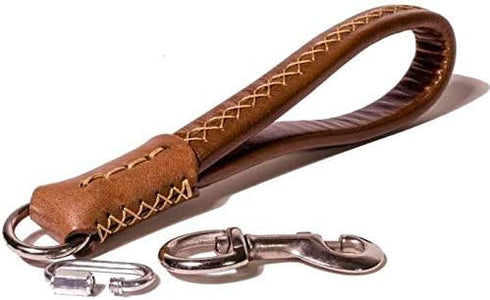 Guiding Star Short Leather Dog Leash, Traffic Leash for Large Medium Dogs, Training and Walking (12"*3/4", Orange)