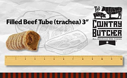 COUNTRY Pack, 10 Count THE BUTCHER Filled Beef Trachea Dog Treats, Glucosamine and Chondroitin for Joint Health