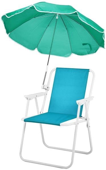 MATONELL Folding Beach Chair with Umbrella for Adults, Lightweight Portable Camping Chair with