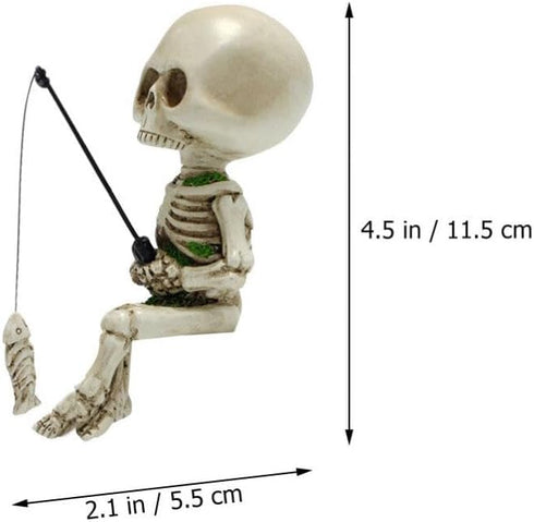 GANAZONO Skeleton Aquarium Decoration, Skull Fish Reptile Tank Decor, Resin Figurines