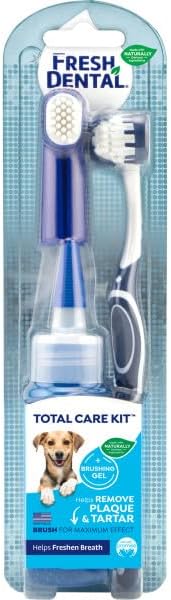 Naturel Promise Fresh Dental Toothbrush and Toothpaste Kit for Dogs - Teeth Cleaning Kit for Plaque & Tartar Removal