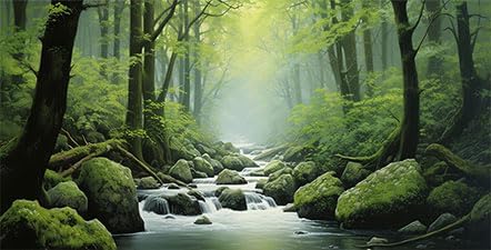 24x12in Tropical Forest Terrarium Background, Natural Green Forest Tree Reptile Habitat Background, Misty Rainforest