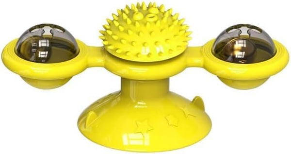 Generic Interactive Windmill Cat Toy with Catnip & Spinning LED Light Ball Suction
