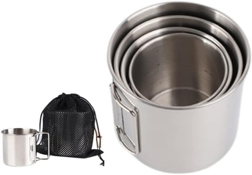 Folding Stainless Steel Camping Coffee Mug, 4 Piece Set for Survival Gear