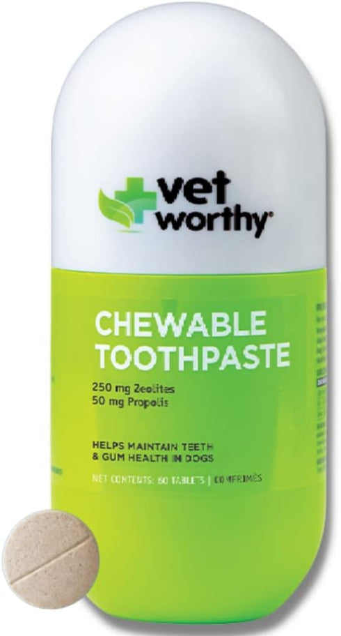 Vet Worthy Chewable Toothpaste - Dog Teeth Cleaning Chews with Propolis &