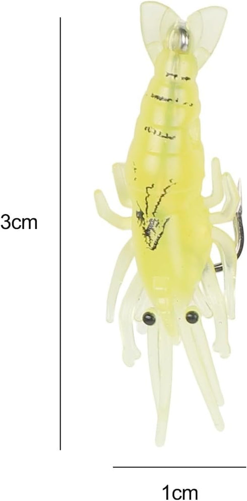 10-Pack Set(A) FABULETTA Soft Shrimp Lures, Silicone Fishing Bait with Hooks, Realistic Saltwater and Freshwater Tackle