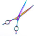 Dream Reach 8.0 Inch Twin Tailed Rainbow Curved Blade Pet Grooming Scissors with Case