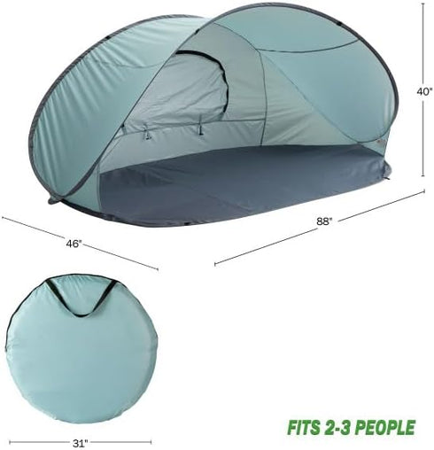 Pop-Up Beach Tents, Instant Shade Canopies with UV Protection, Water and Wind-Resistance for Sun and Camping