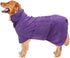 Geyecete Dog Bathrobe Towel, Fast Drying Super Absorbent Pet Bath Robe Towel for Dogs and Cats, Purple-M