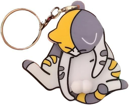 BQKBX Mischief Cat Interactive Keychain Rotating Cats Eggs Key Chain Funny Cat Play
