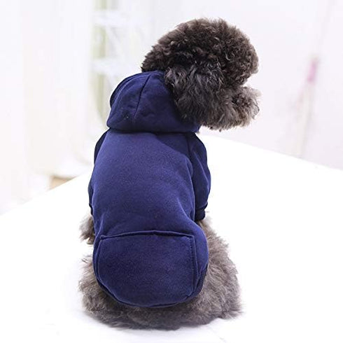 Idepet Dog Hoodies for Small Dogs, Warm Coat Jacket Vest, Autumn Puppy Outfits, Navy Blue (S)