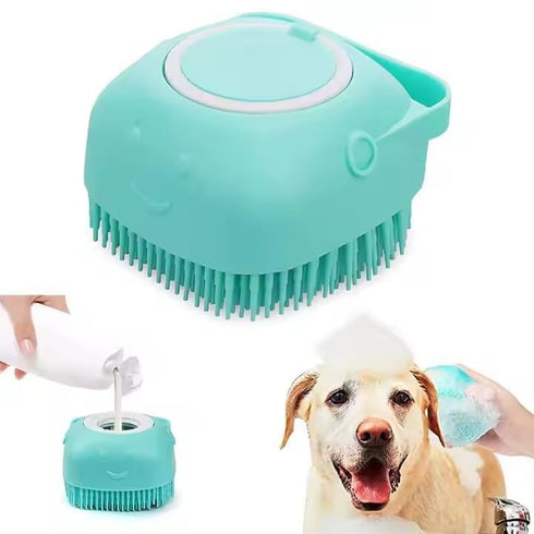 Generic 6 Dog Bath Brush with Shampoo Dispenser - Silicone Dog Shampoo Brush Scrubber for Bathing, Shedding & Massage