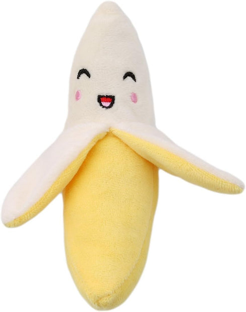 Yellow Banana Squeeze Squeaker Plush Dog Chew Toys, Dog Squeak Toys