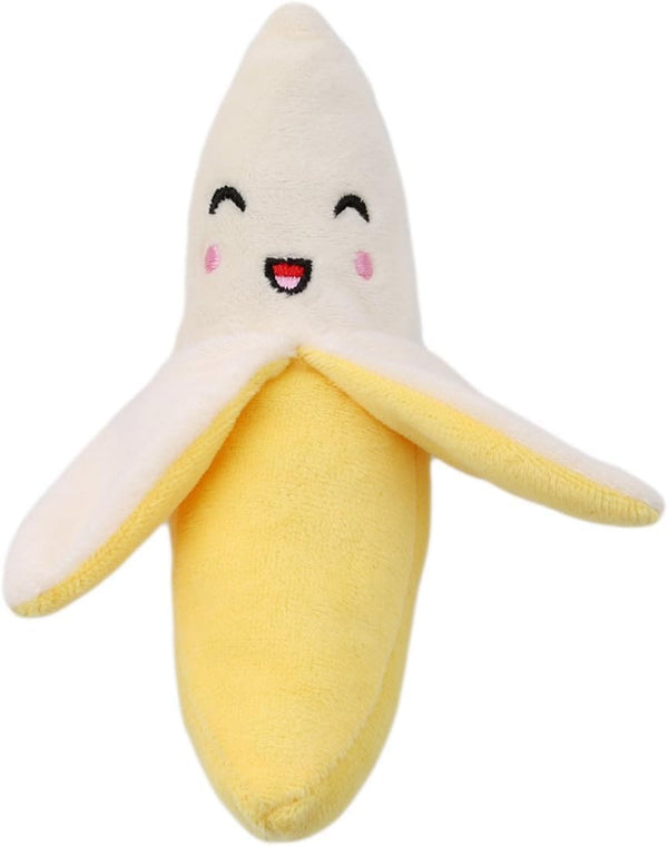 Yellow Banana Squeeze Squeaker Plush Dog Chew Toys, Dog Squeak Toys