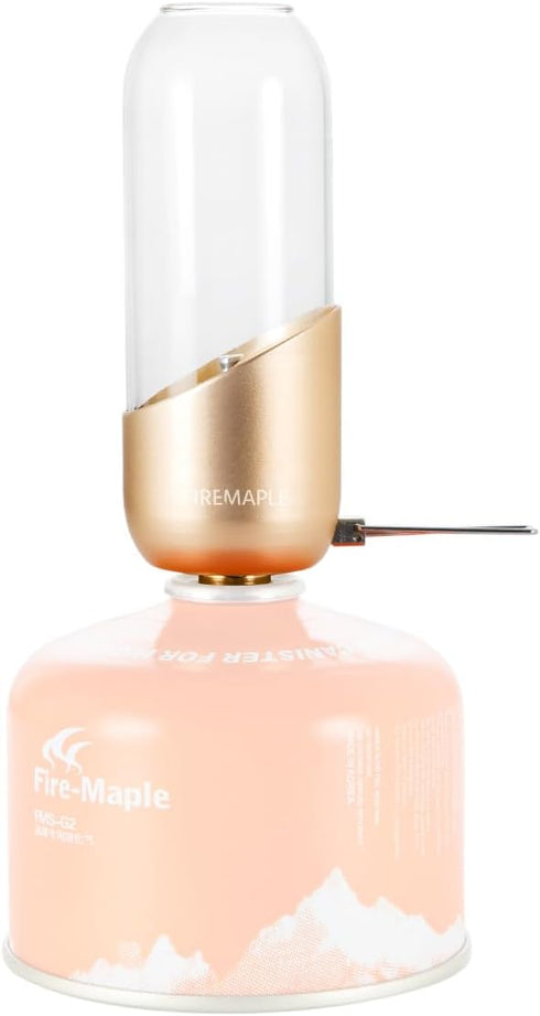 Fire-Maple Orange Camping Lantern, Glass & Steel, Propane or Isobutane Fuel Canister, No Mantles Needed
