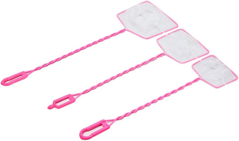 POPETPOP 3pcs Aquarium Fish Net, Fishing Nets for Fish Tank Lakes Ponds Saltwater (Pink 4/5/6 Inch)
