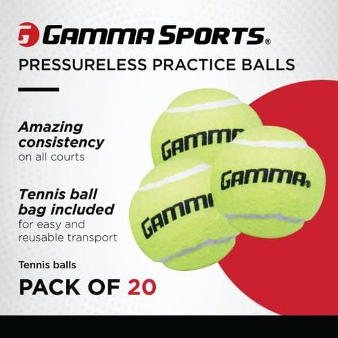 Gamma 10, 12, 18, 20 Pack Pressureless Tennis Ball Bags, Sizes, Tennis Lessons & Practice, Longer Durability & More
