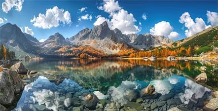 Natural Mountain Aquarium Background, Art Natural Landscape Theme for Fish Tank 36X18IN